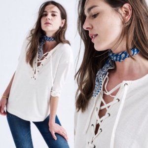 Madewell Libra Lace Up Top -Ivory SZ - XS